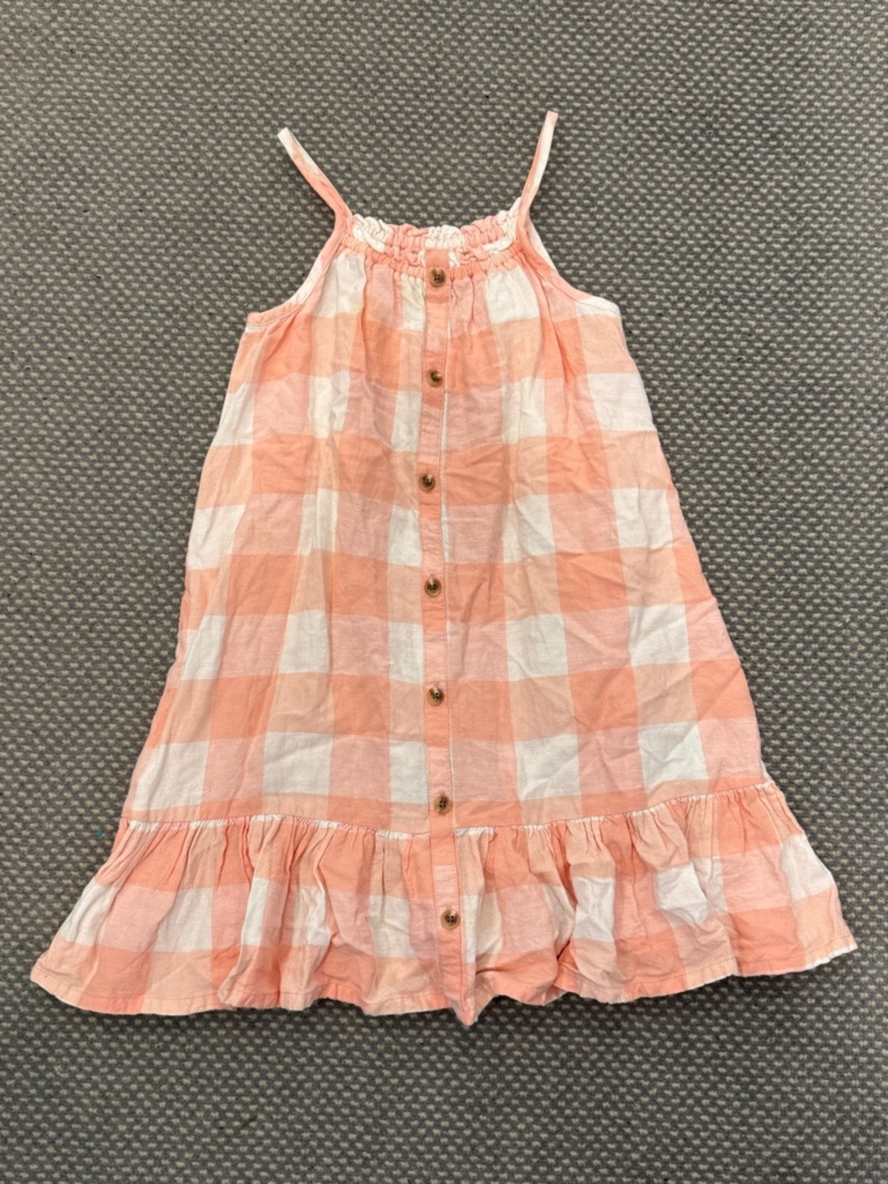 Old Navy Peach & White Gingham Kids Dress